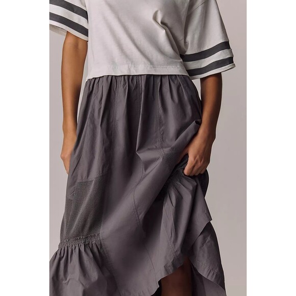 Daily Practice Anthropologie Striped Print Maxi Shirt Dress Ivory S New 285388 - Picture 4 of 9